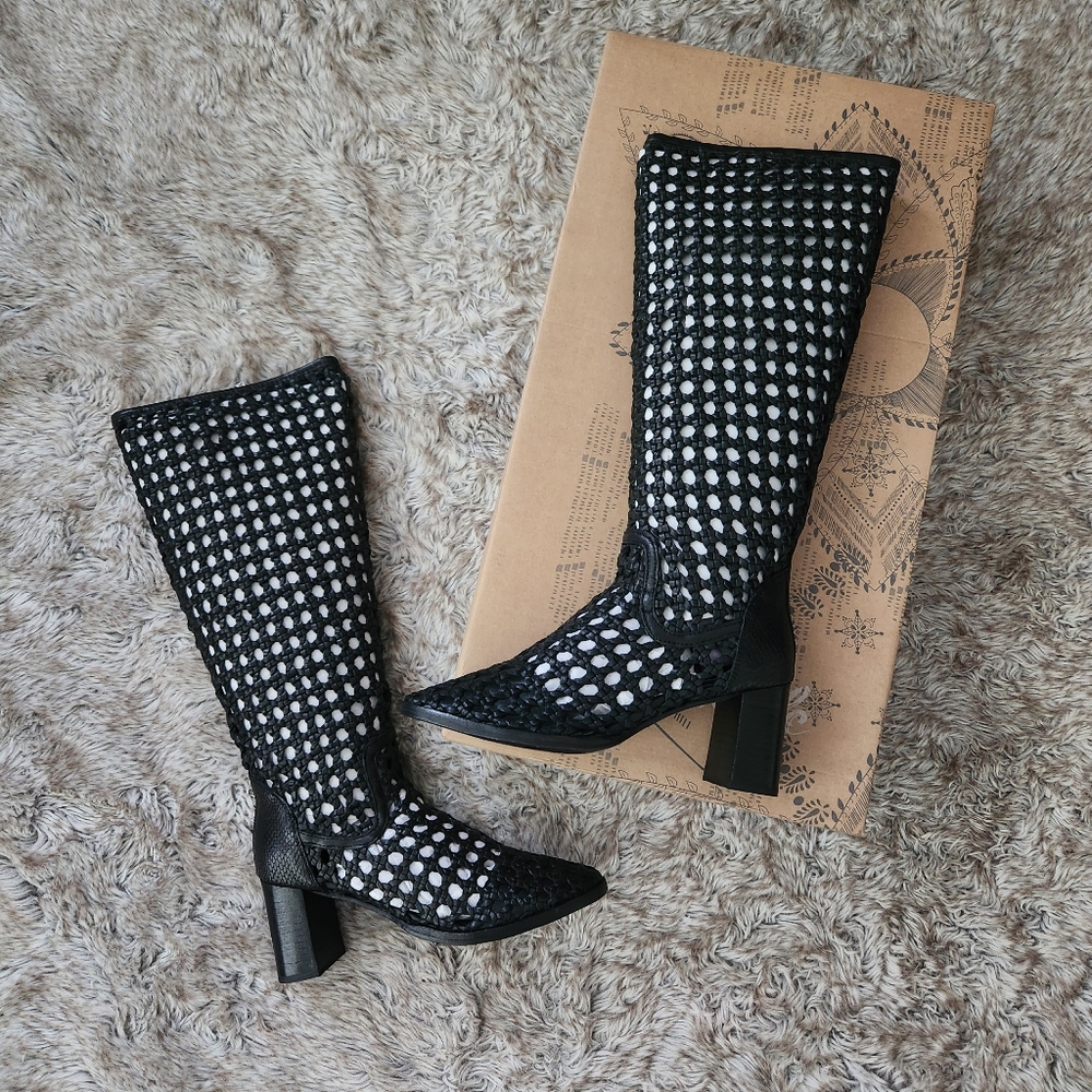 Free People Woodstock Woven Boots In Black Women's Size 8